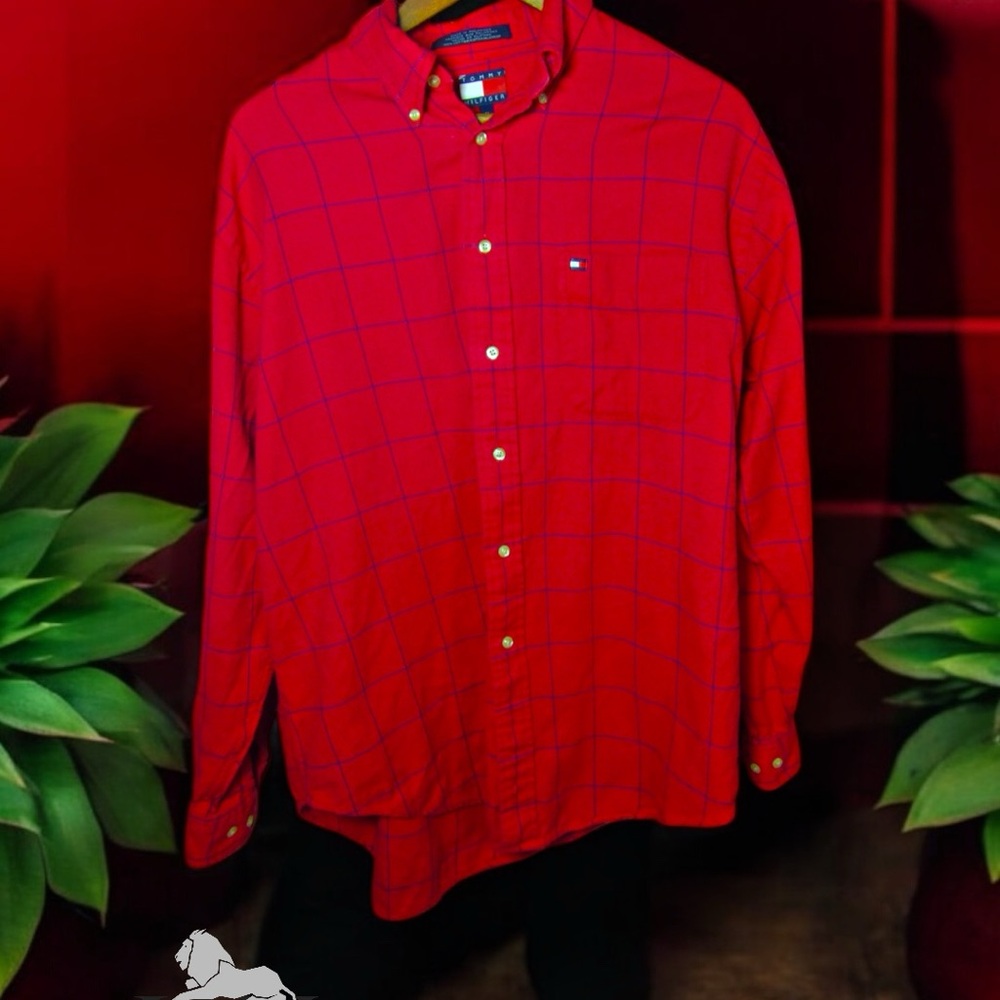 Vintage Tommy Hilfiger Red Checkered Men's Shirt